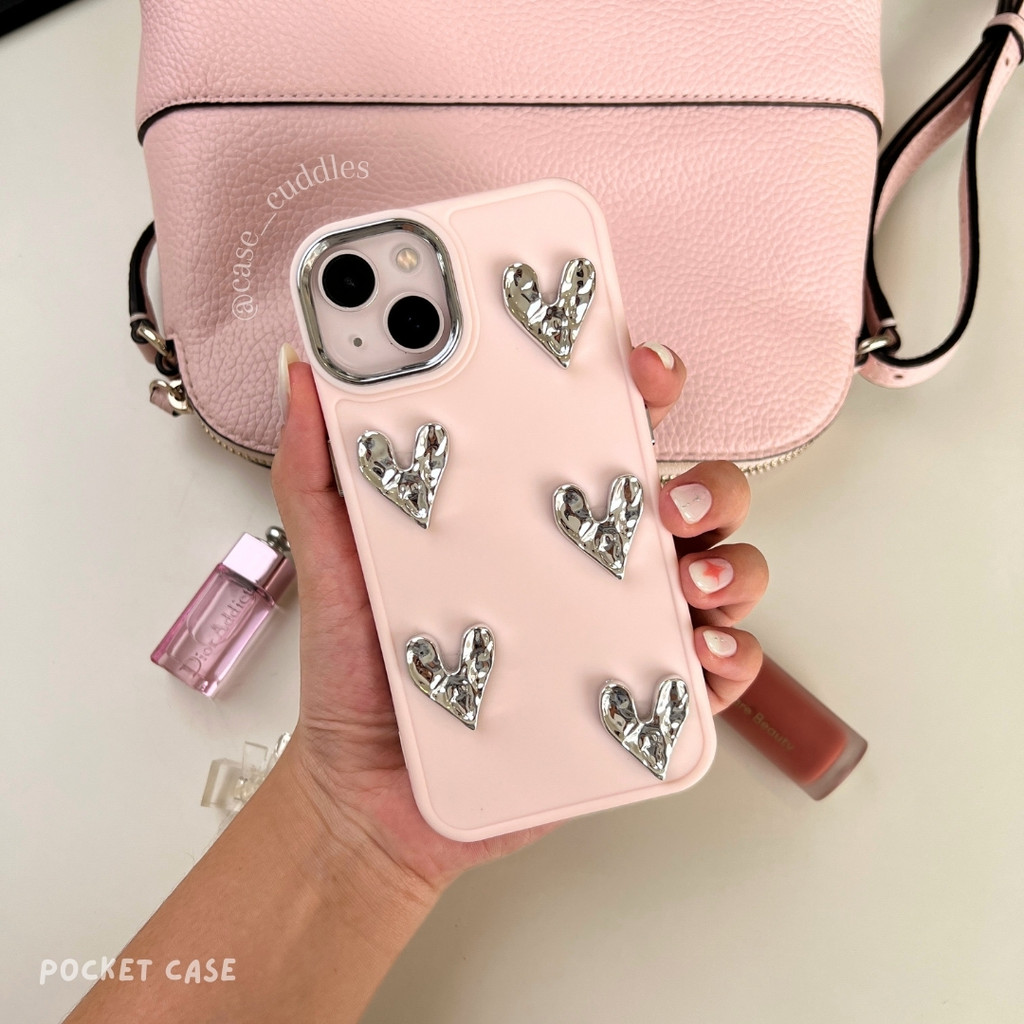 [POCKETCASE] Love Pink Trendy Case - Case iPhone Aesthetic for X XR XS 11 12 13 14 15 PRO PROMAX