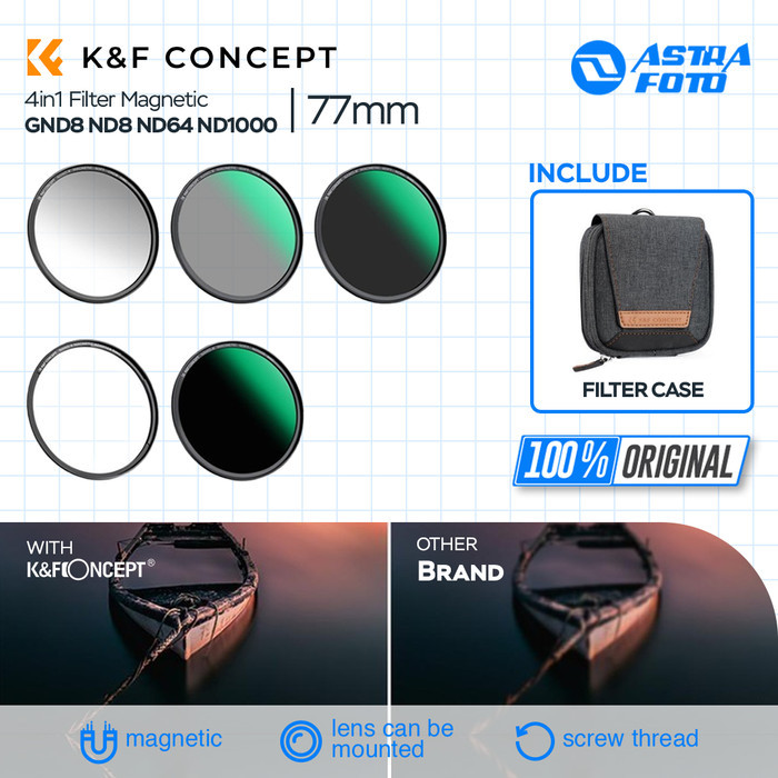 KNF Concept 77mm 4in1 Filter Magnetic GND8 ND8 ND64 ND1000 with Filter Case K&F Concept