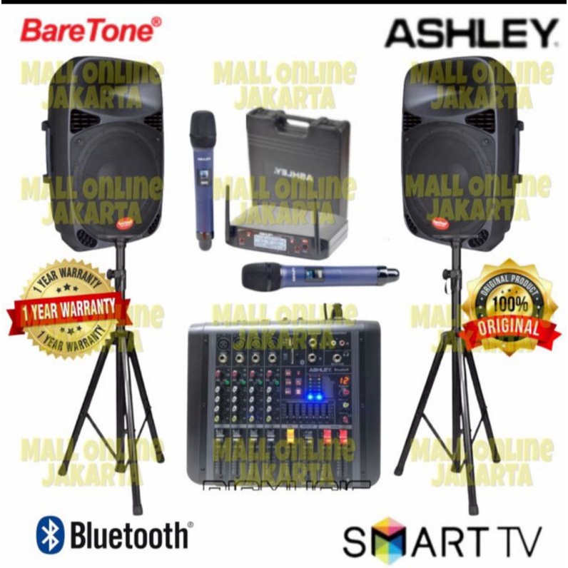 Paket Speaker Baretone 15inch SoundSystem power Mixer Ashley studio 4