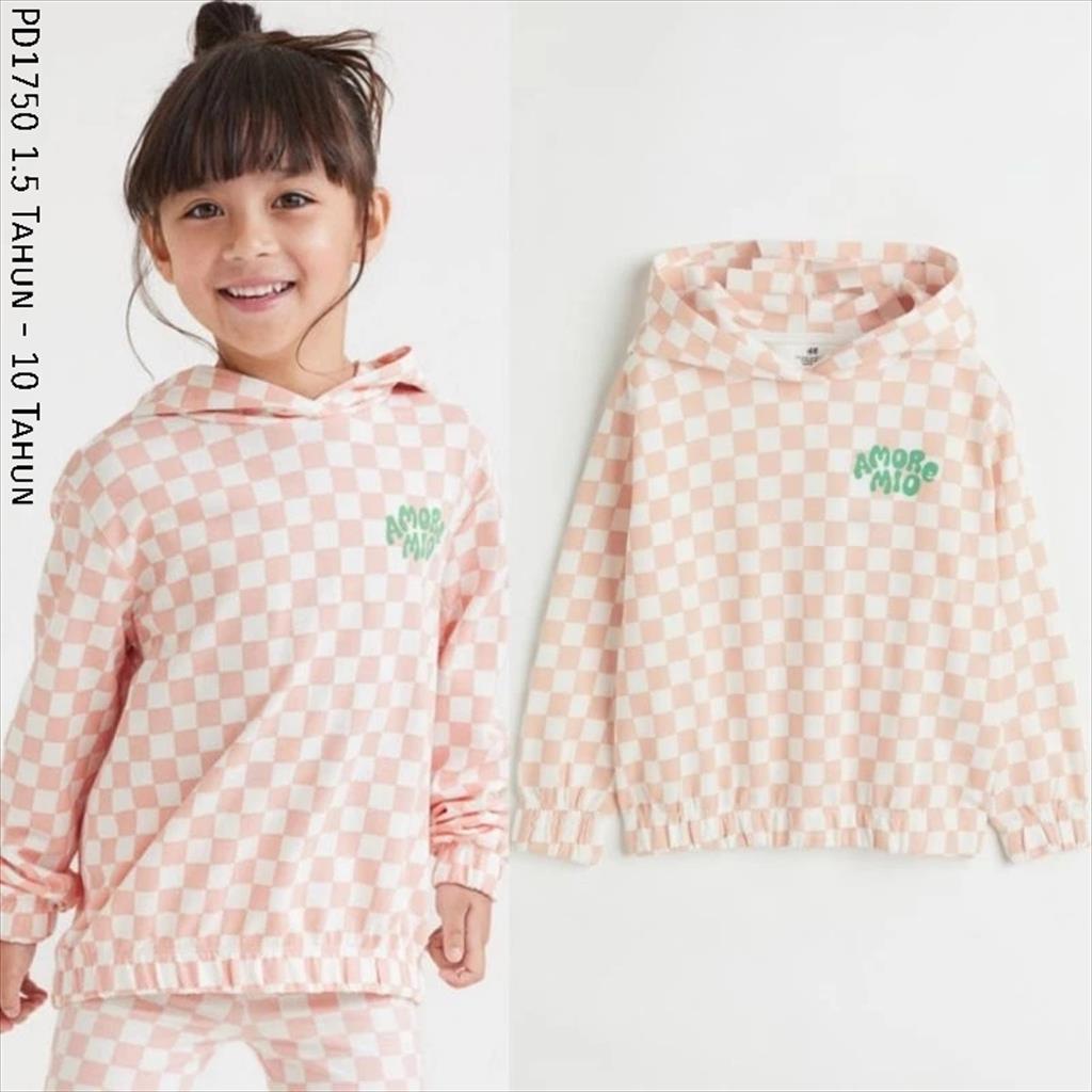 PD1750 Hm Hoodie Anak Cewek Perempuan Tartan