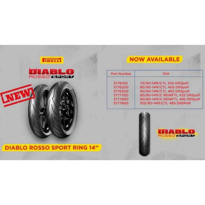 Ban Pirelli DIABLO ROSSO SPORT Ring R14 Mio Vario Beat Scoopy