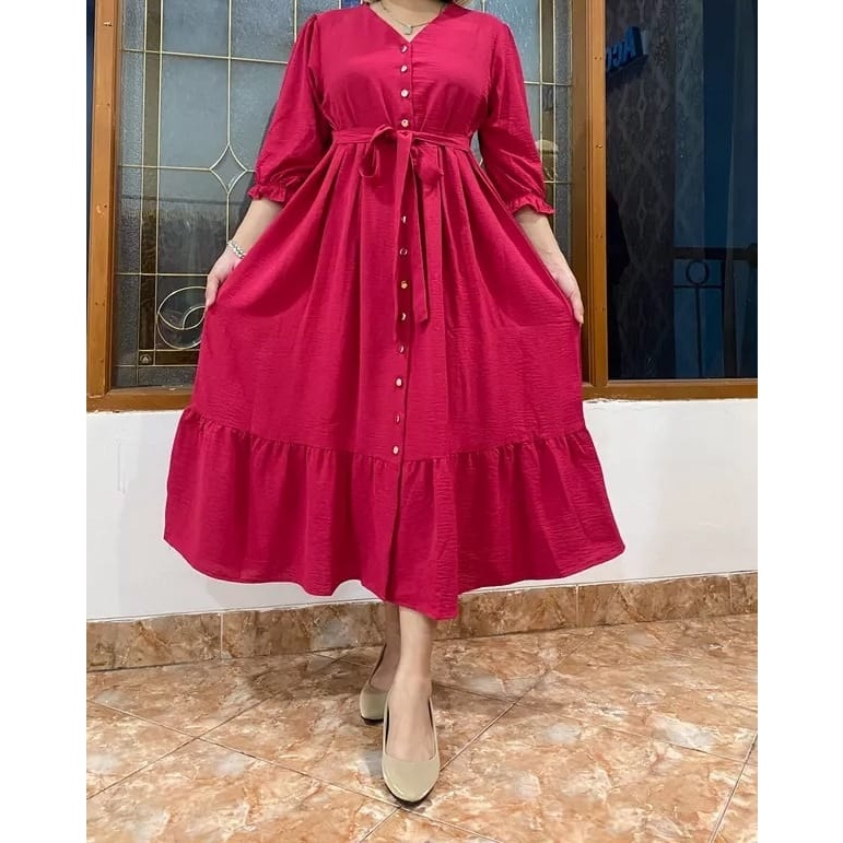 Feli Dress Jumbio Crinkle Airflow Premium Import Dress jumbo wanita