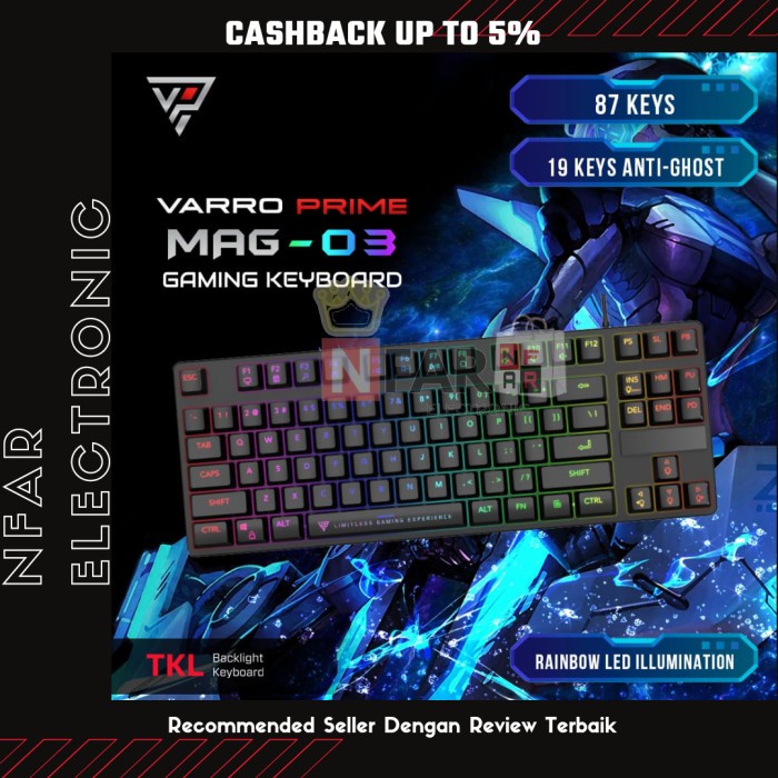 Keyboard Gaming Murah RGB Varro Prime Semi Mechanical Keyboard PC