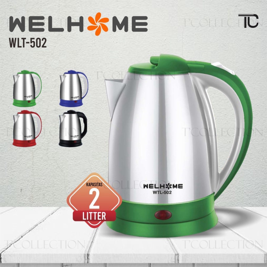 Teko Listrik Pemasak air Welhome WLT-502 Kapasitas 2l Stainless / teko memasak air panas teko air pa