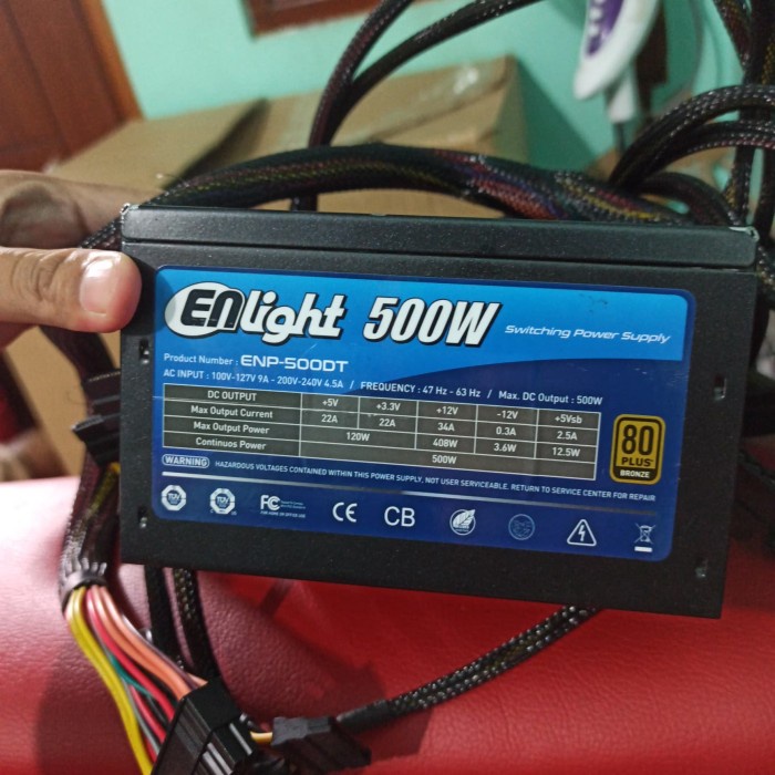 psu power supply pure enlight 500watt masih garansi murah