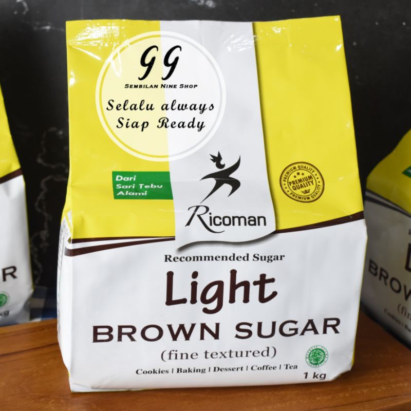 Ricoman LIGHT BROWN SUGAR 1 KG Fine Textured Gula Jawa Gula Merah Tebu Bubuk Powder