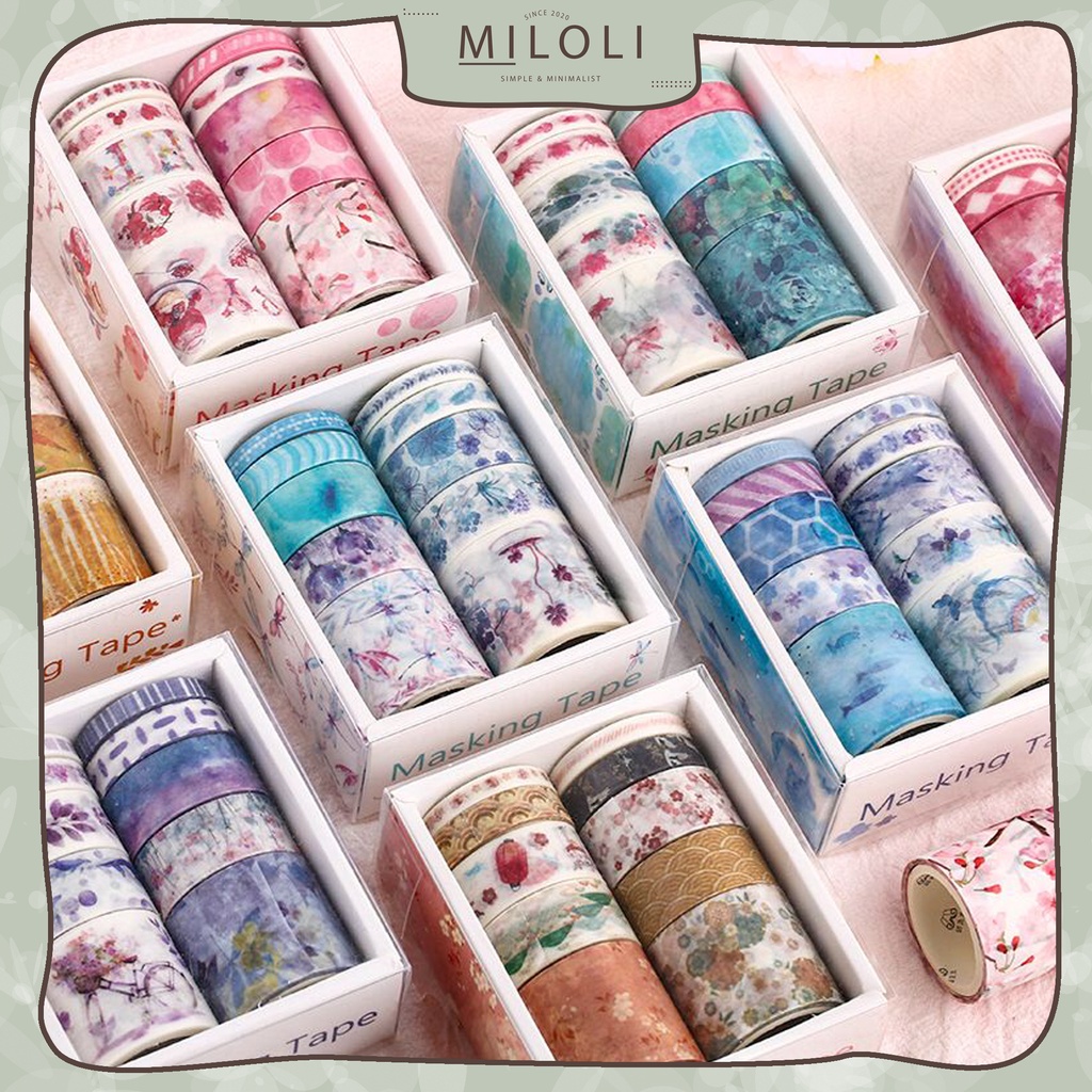 

[MILOLI] 10 Rolls WASHI TAPE PLANT RETRO Aesthetic Decor Jurnal Dekor Masking Tape Scrapbook - A0051