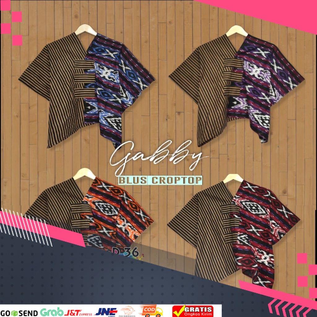 TREND BATIK MASA KINI DESAIN BARU HARGA MURAH /Blus Crop Top Gabby Tenun Klasik Seragam Casual Atasa