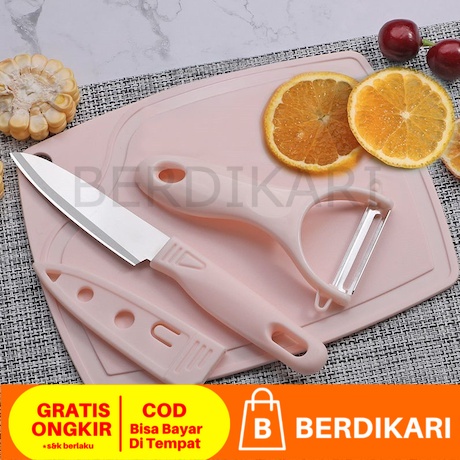 Pisau Set Talenan 3 In 1 / Pisau Set Talenan Pisau Pengupas Buah Sayur Dapur Serbaguna / Pisau Set T