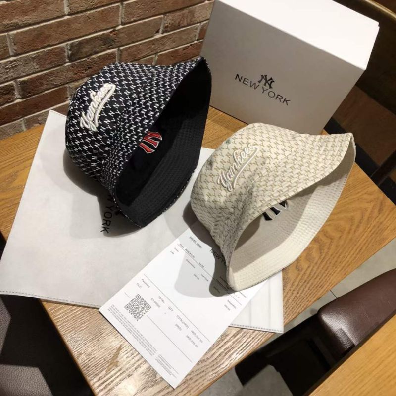 2 sisi Topi bucket MLB NY replica bolak balik  bucket hat premium murah cream beige black anti panas