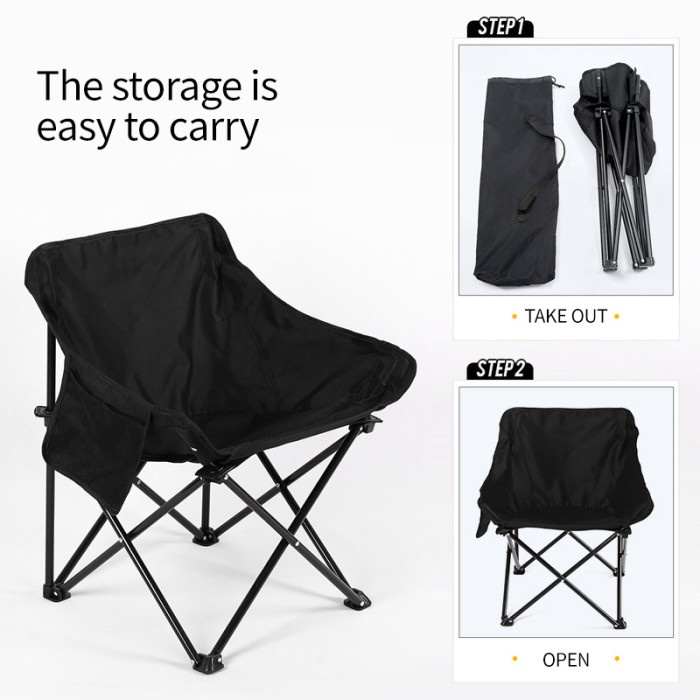 OEN Kursi Lipat Outdoor Mancing Camping Foldable Chair with Pocket 59