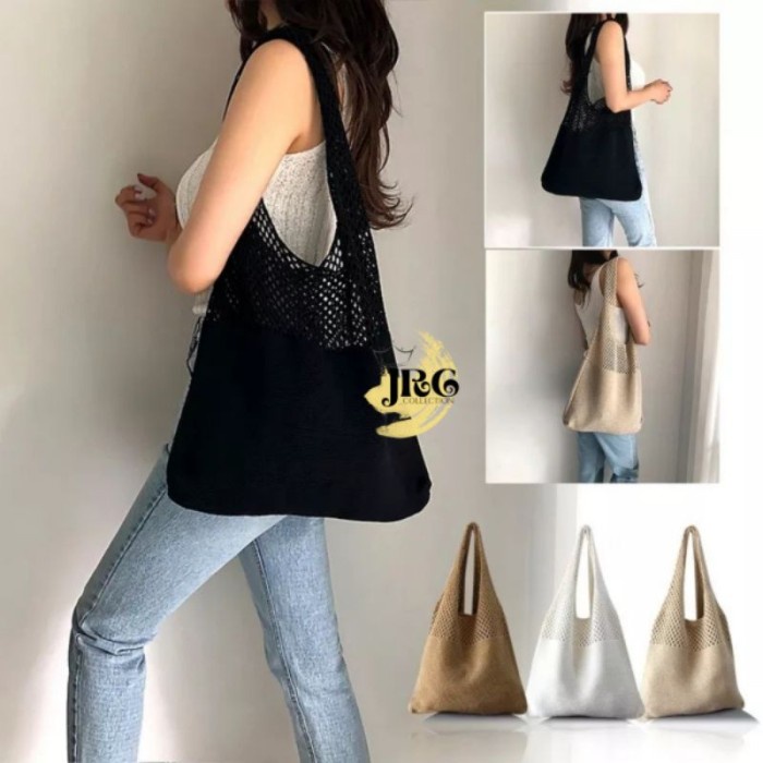 100 % NEW TOTEBAG RAJUT SUMMER BEACH / TAS BAHU KNITTED HAPPY SHOPING- PROMO BELANJA HEMAT MURAH BER