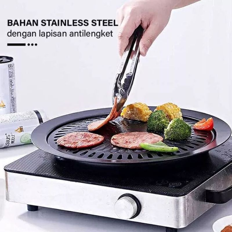 Pemanggang Bulat / Alat Panngang Grill Pan / Grill Pan BBQ / BBQ Grill Portable Korea Smokeless