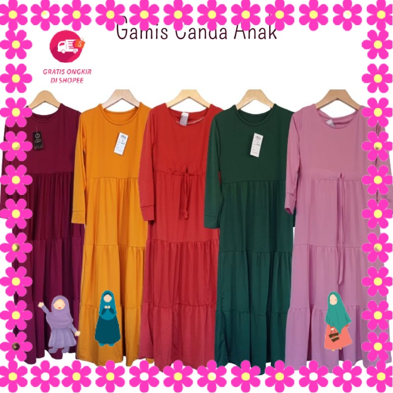 BAJU MUSLIMAH PEREMPUAN MENGAJI PIKNIK KONDANGANLEBARAN/ Gamis Canda Anak Perempuan Dress Polos Mode