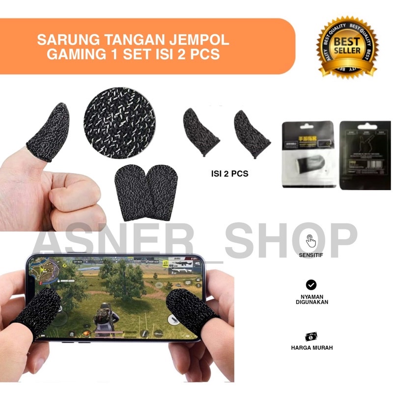 Sarung Tangan Jempol / Jari Game Gaming 1set isi 2 pcs Tebal Bahan Halus impor  Original