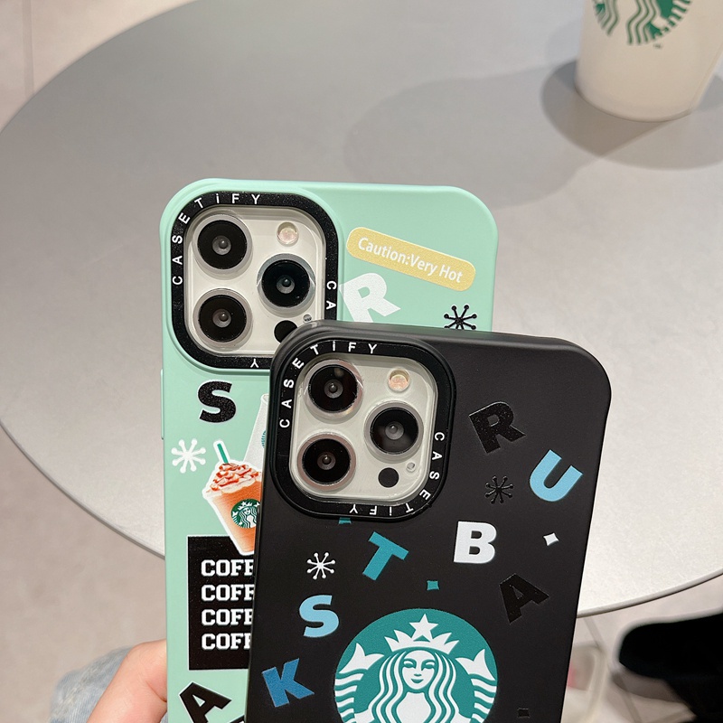 CASETIFY Liquid Silicone Case For iPhone 15 14 11 12 13 Pro 15Pro Max Starbucks bear Logo Soft Casin