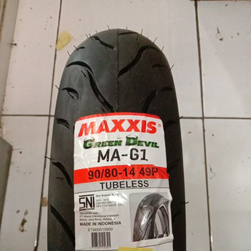 Ban Luar Tubles Matic 90/80 Ring 14 MAXXIS Green Devil MA-G1 Tubeless - Ban Motor Scooter Matik MAXI