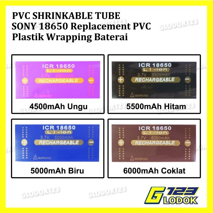 Battery Wrap 18650 Sleeve PVC Plastik Cover Batre Batere Baterai SO NY - 4500mAh Ungu, Tanpa Bubble 