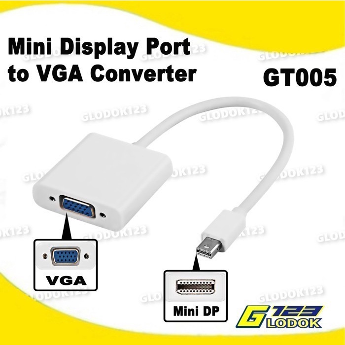 Kabel Konverter Mini Display Port To VGA Converter GT005 - Tanpa Bubble -VV45
