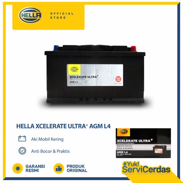 HELLA Aki Mobil XCELERATE ULTRA+ AGM L4 - Aki Mobil Kering