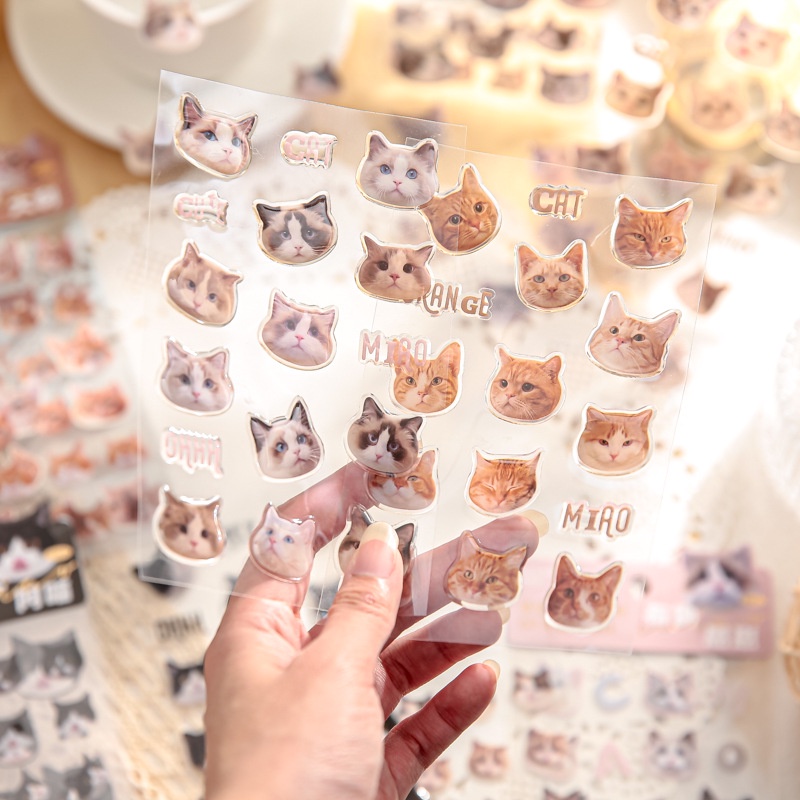 

[HARU] Cat Head Series Sticker Sheet Stiker Kucing Lucu Aesthetic Journaling Supplies