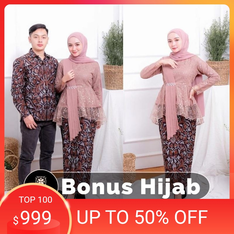 Promo Set Couple % kEbaYa batik cOUplE amaliaa brOwN kEbaYa mOdErN | kEbaYa wisUda kEbaYa tUNaNgaN l