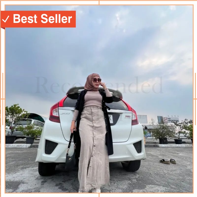 Fashion Promo Natal dan Tahun Baru korean style kekinian termurah / Rok Jeans Panjang Gisca Kancing 