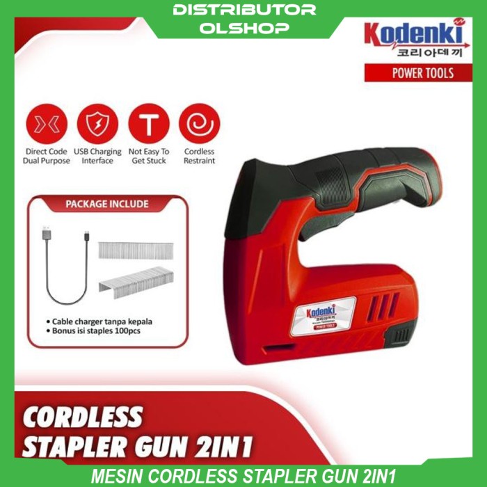 

Cordless Stapler Gun Alat Mesin Staples Paku Tembak Baterai 2in1