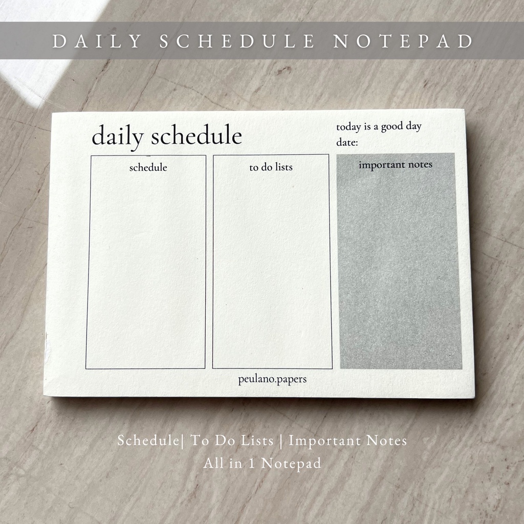 

Daily Schedule Notepad Memo Harian Daily Planner by peulanopapers