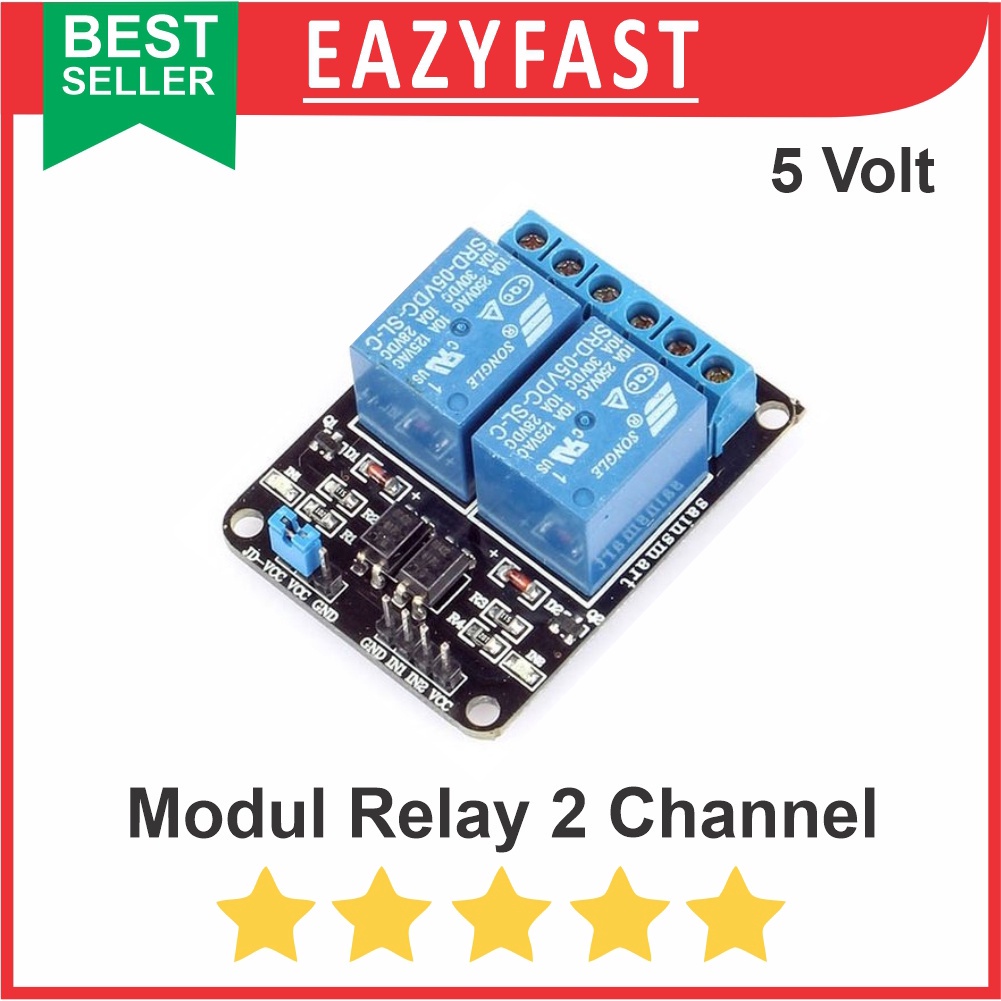 Relay Modul 2 Channel Arduino SPDT 5 Pin Optocoupler