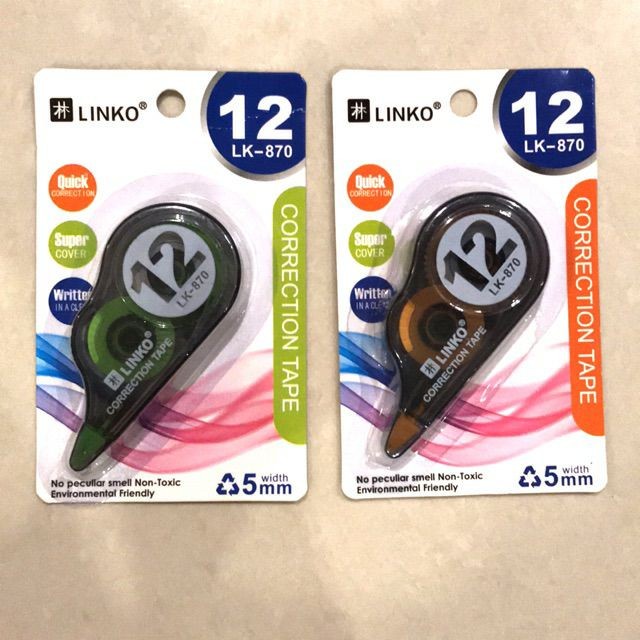 

[ 1 LUSIN ] Correction Tape LINKO LK870 isi 12 pcs Tipex Kertas