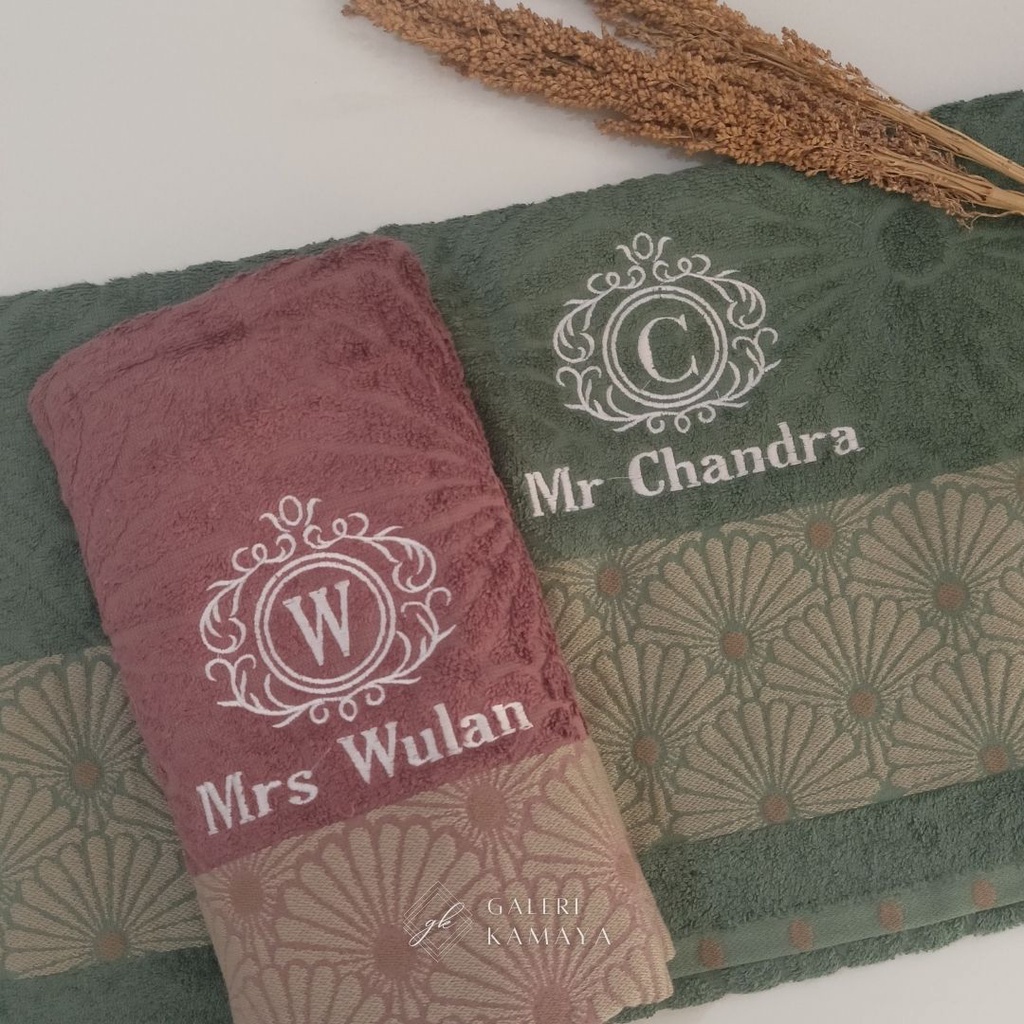 Bordir Bordir Bordir Handuk Custom Nama Satuan dan Couplebisa pesan satuan