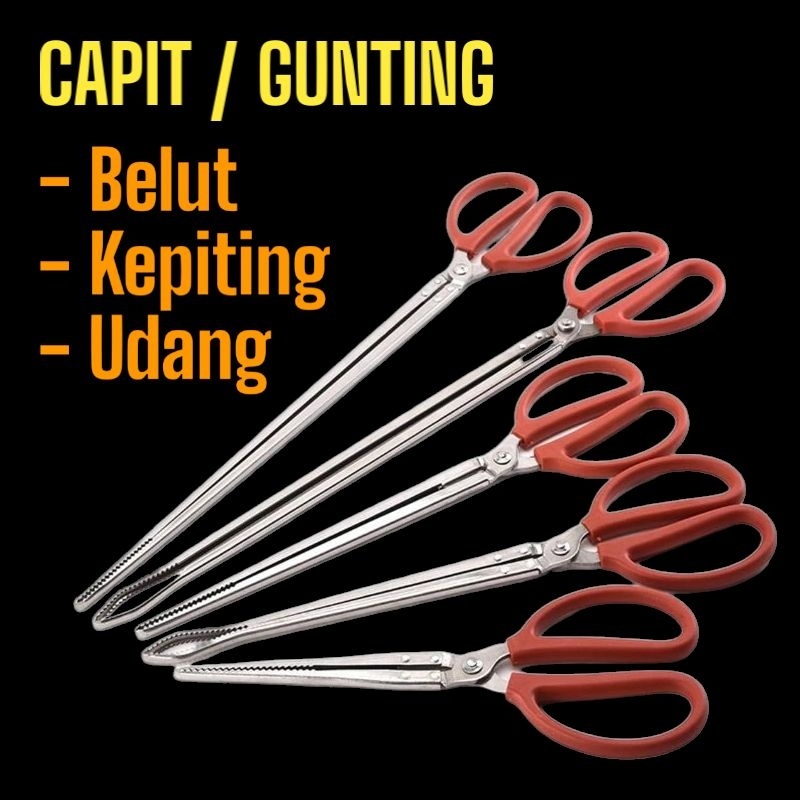 Stok Baru Capit Gunting Belut Kepiting Udang Stainless Plastik