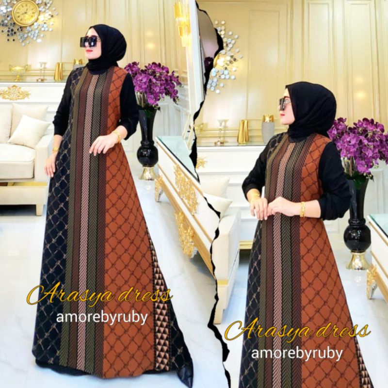 Gamis Lebaran Terbaru 2023 Arasya Dress Original AmorebyRuby Fashion Muslimah Terbaik Dress Kondangan Pesta Mewah Elegant