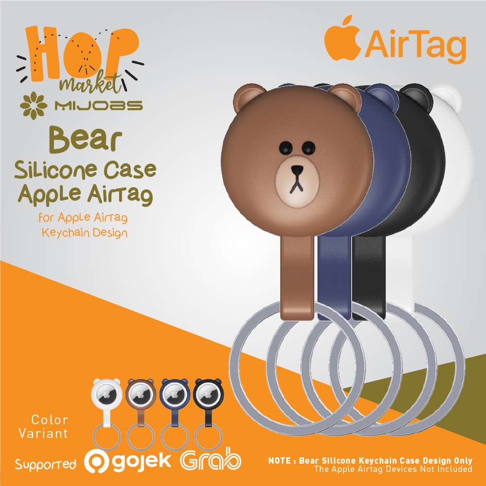 MIJOBS Gantungan Kunci Silicone Bear for Apple AirTag Case Cover / Keyring Holder Airtags Casing