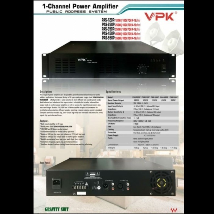 Power Amp VPK PAS 120P / 250P / 450P/ 550P / 1000P / 1200P
