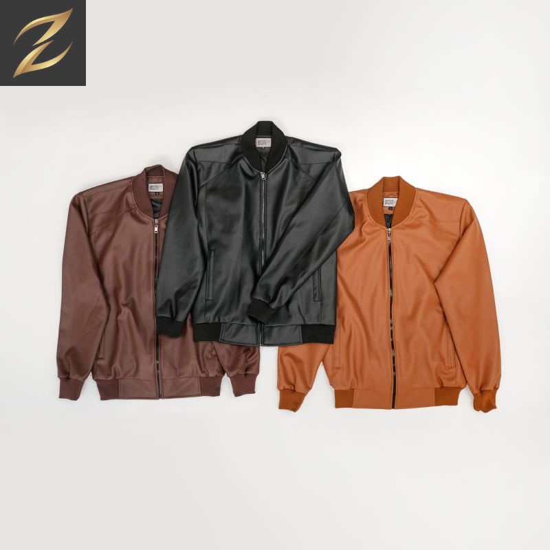 Jacket Kulit Bomber Viena Casual Jaket Bomber Kulit Pria Wanita nyaman