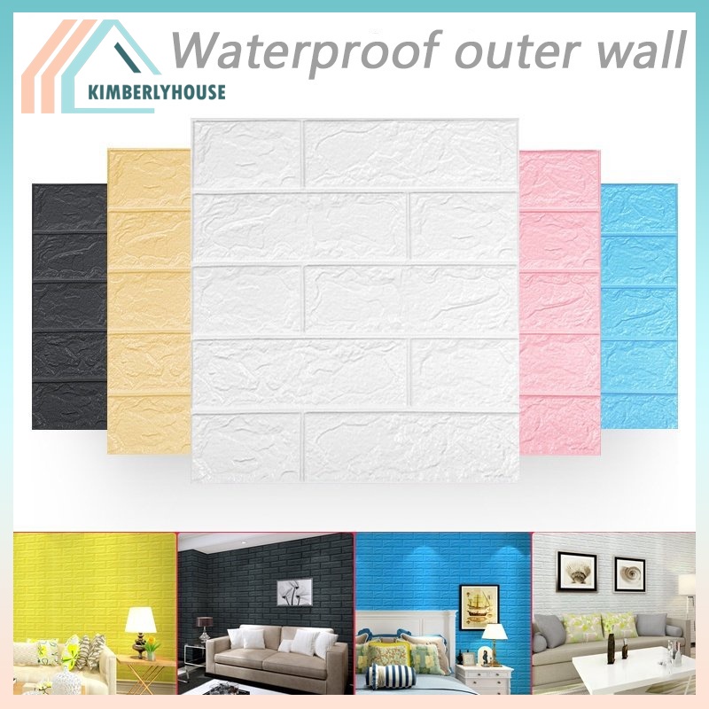Wallpaper Dingding 3D Foam Motif Batu Bata Dekorasi stiker Dinding Kamar Murah high quality/premium