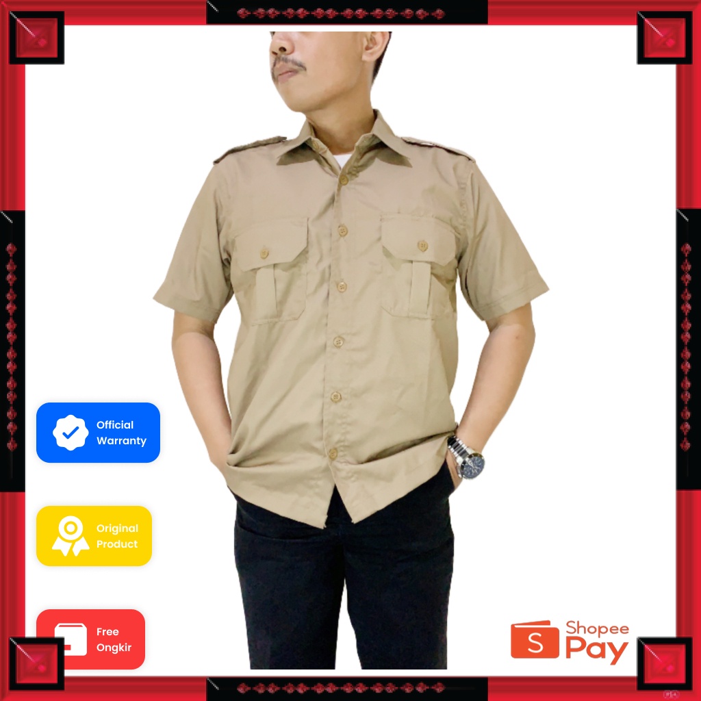 12.12 SERAGAM SALE / kemeja pdl coklat I pdh pria I baju kemeja pdh I seragam atasan I pdl lapangan 
