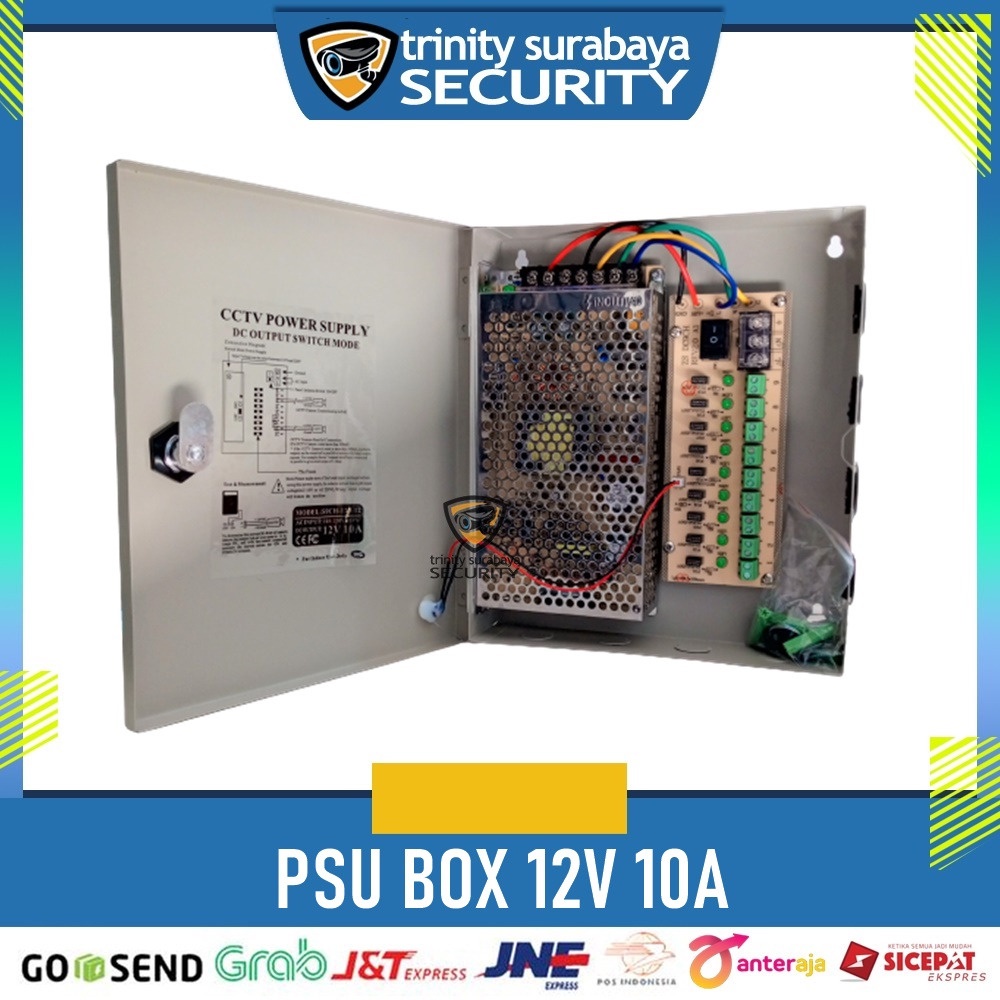 PSU Power Supply CCTV 12V 10A Box -PSU Box CCTV -