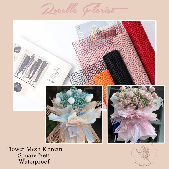 

Kertas Bunga Motif Jaring Kotak Buket Flower Mesh Korean Square Nett