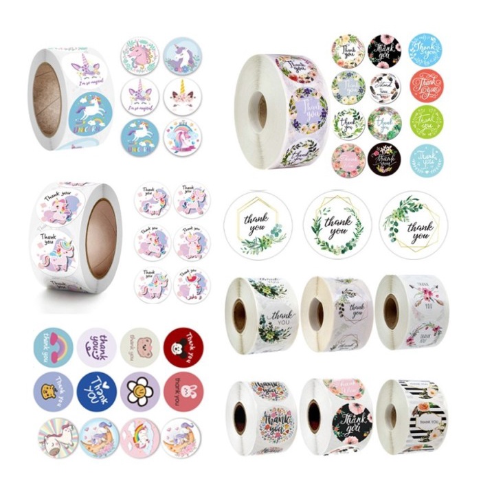 

Sticker Thank You 500 pcs/stiker terima kasih Warna /Roll Sticker