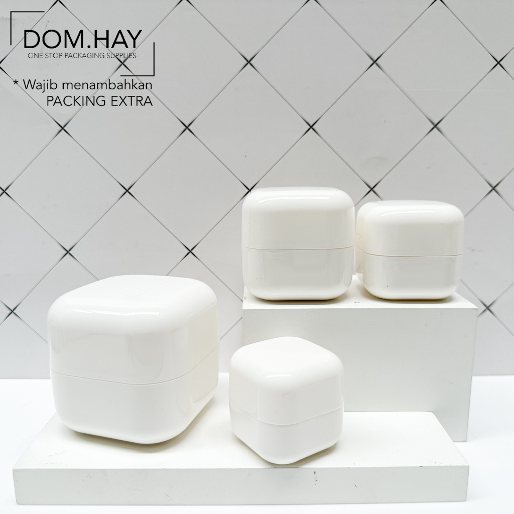 Pot Cream Kotak Pastel Putih Plastik Double Layer Skin Care Pelembab Moisturizer Serum Botol Krim Ko