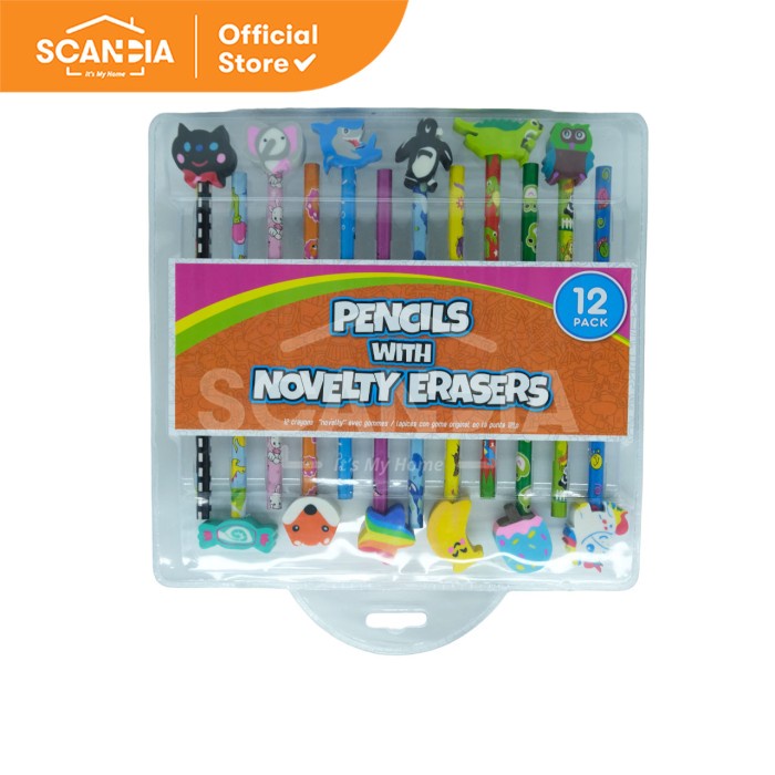 

SCANDIA Pensil & Penghapus Pencils with Novelty Erasers 12pc (SE0507)