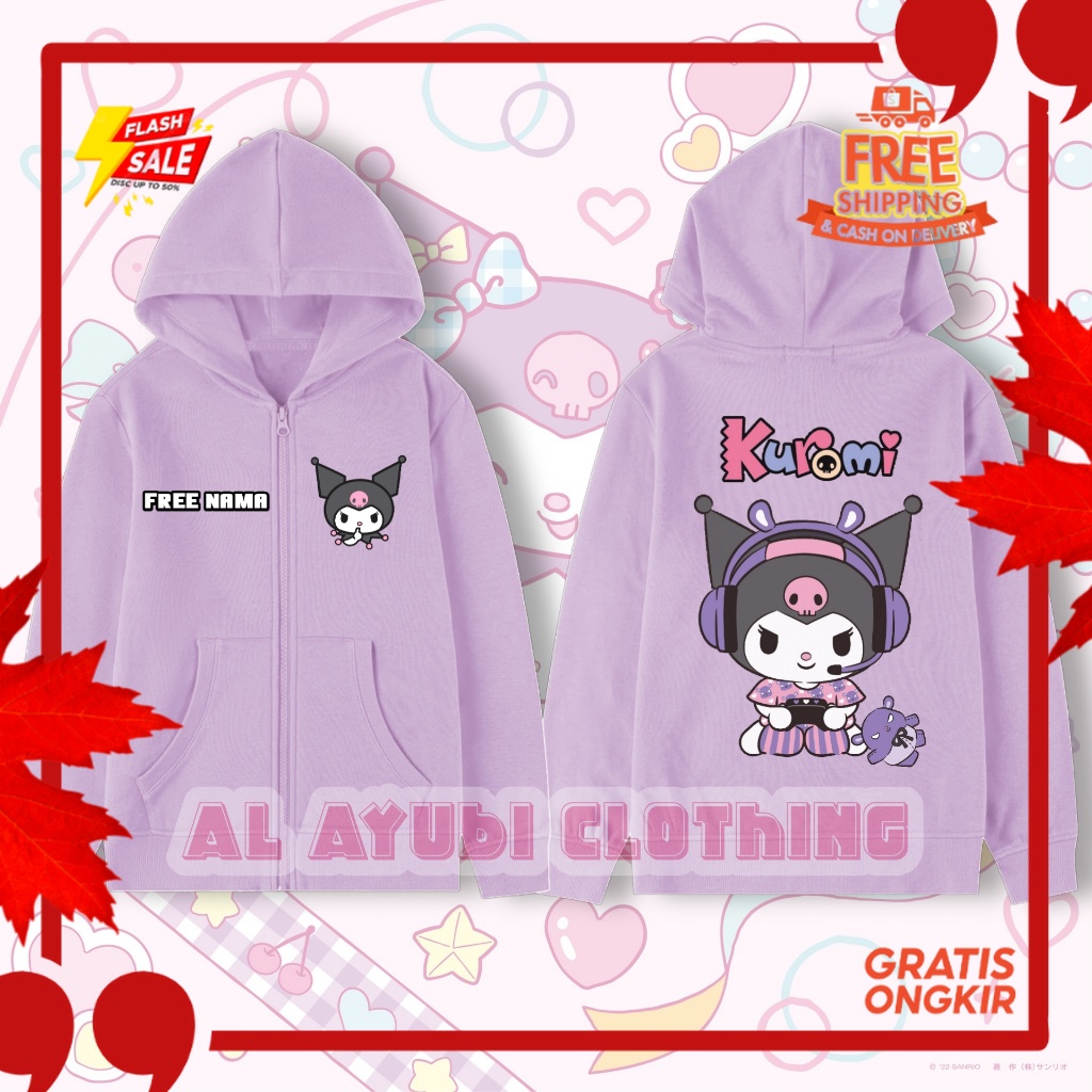 OUTFIT JKT48 TERBARU NEW ERA //Hoodie Zipper Anak Kuromi Melody / Jaket Zipper Anak Kuromi