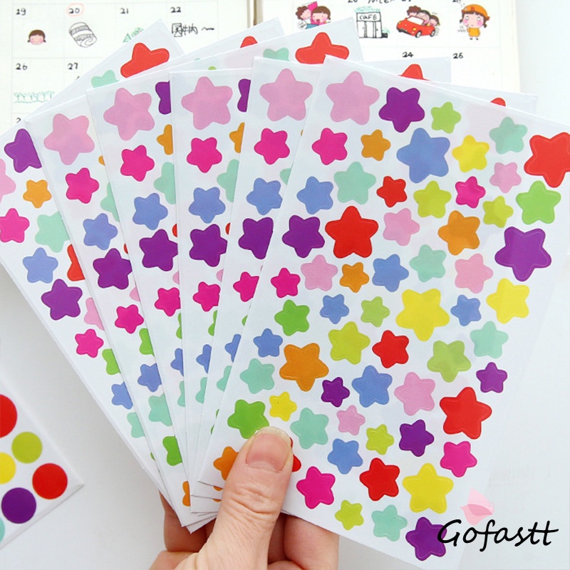 

Stiker titik-titikcinta warna-warni Korea album foto dekorasi DIY stiker pelangi pentagram pelangi 9pcs pack-G