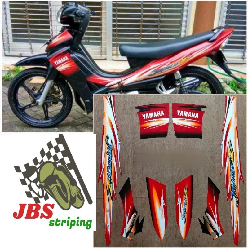 striping  yamaha jupiter z burhan hitam merah tahun 2007 stiker jupiter z kualitas bagus