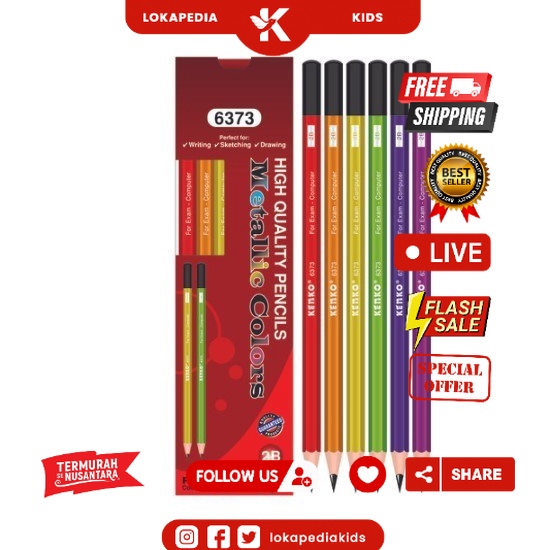 

(12Pcs) Pensil 2B Kenko Metalik 6373 / Pensil Serut / Pensil Kenko