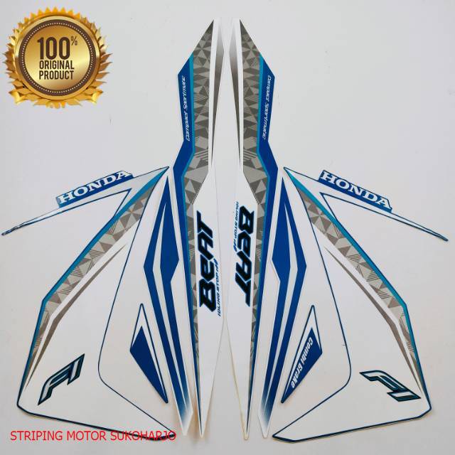 (ORI) striping honda beat fi esp iss idling 2017 biru      d kualitas original