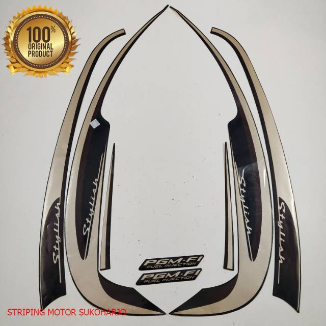 (ORI) striping honda scoopy stylish 2013    hitam kualitas original